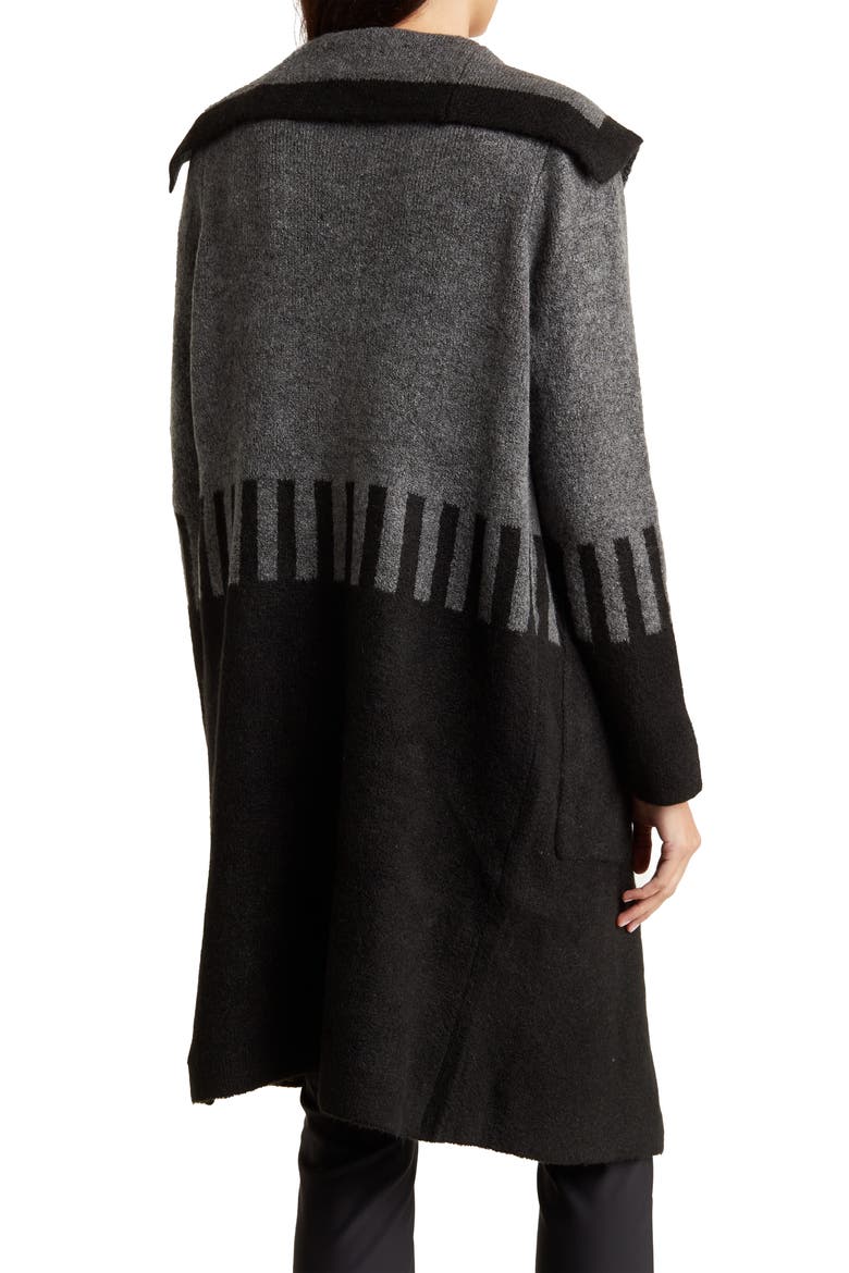 Jacquard Sweater Coat, Alternate, color, BLACK/ CHARCOAL COLORBLOCK