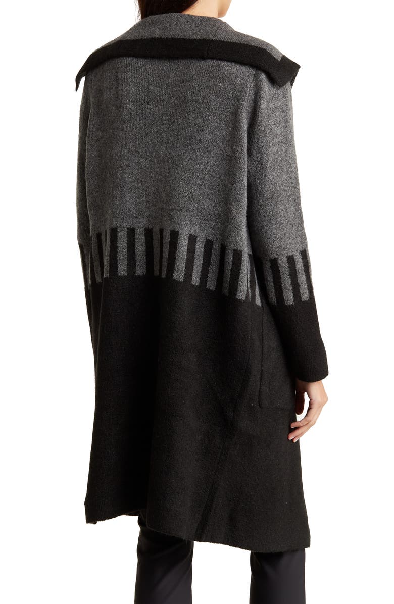 MAX STUDIO Jacquard Sweater Coat, Alternate, color, Black/ Charcoal Colorblock