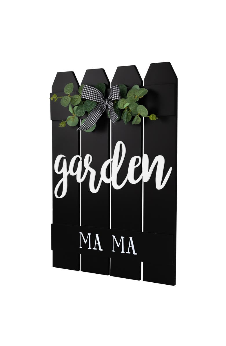 Northlight Garden Ma Ma Picket Fence Wooden Wall Sign - 19.25", Alternate, color, Black