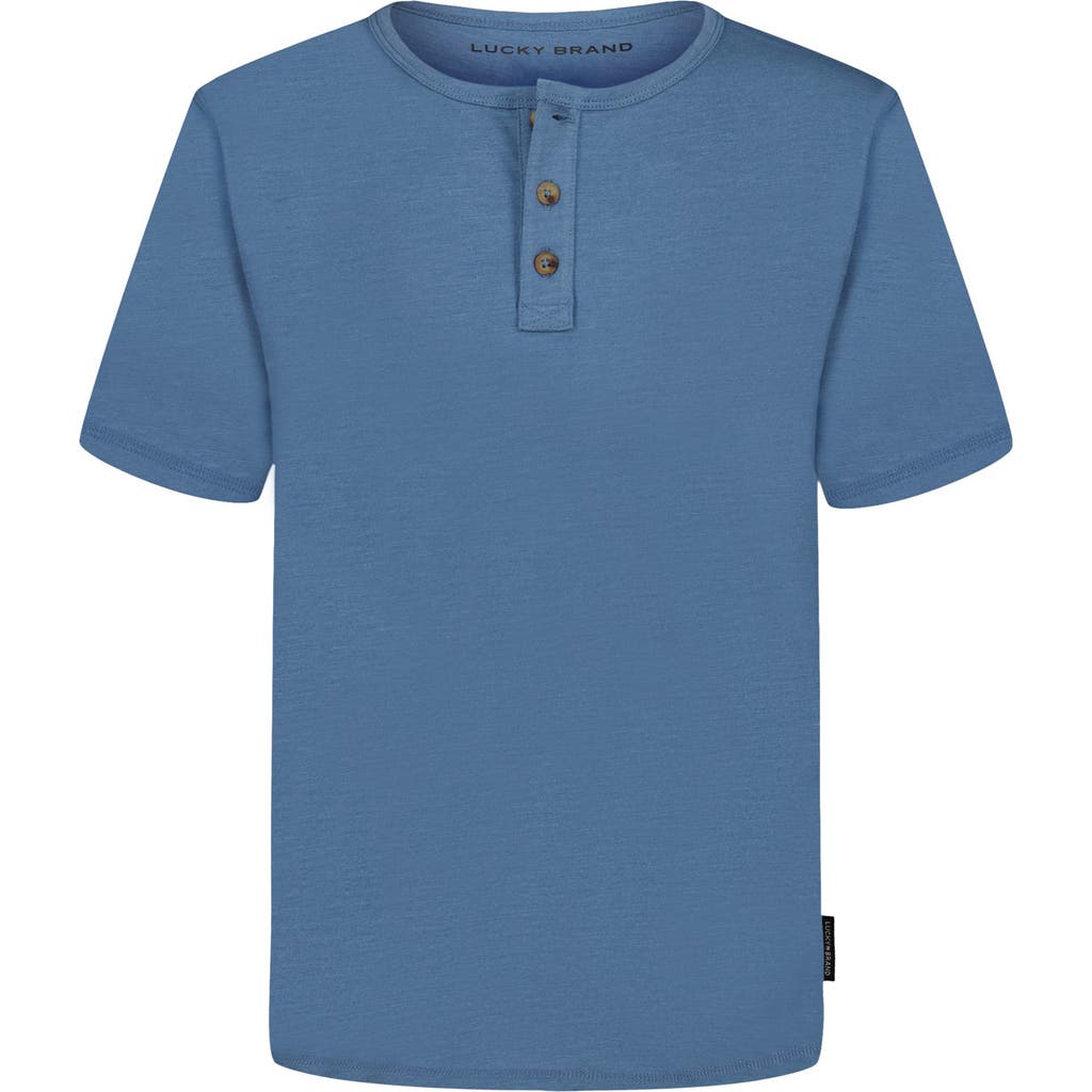 Lucky Brand Kids' Short Sleeve Henley In Blue