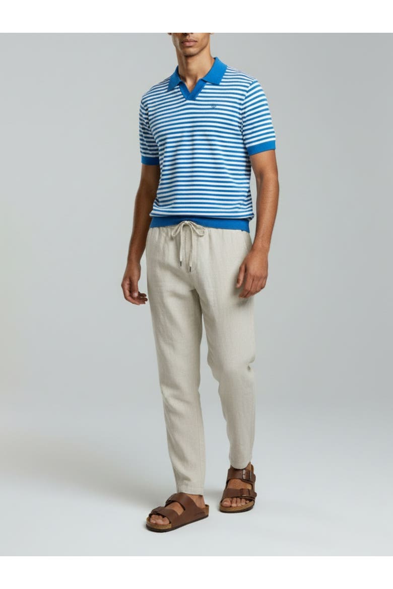 Milton Striped Polo Shirt, Alternate, color, Steel & Cream