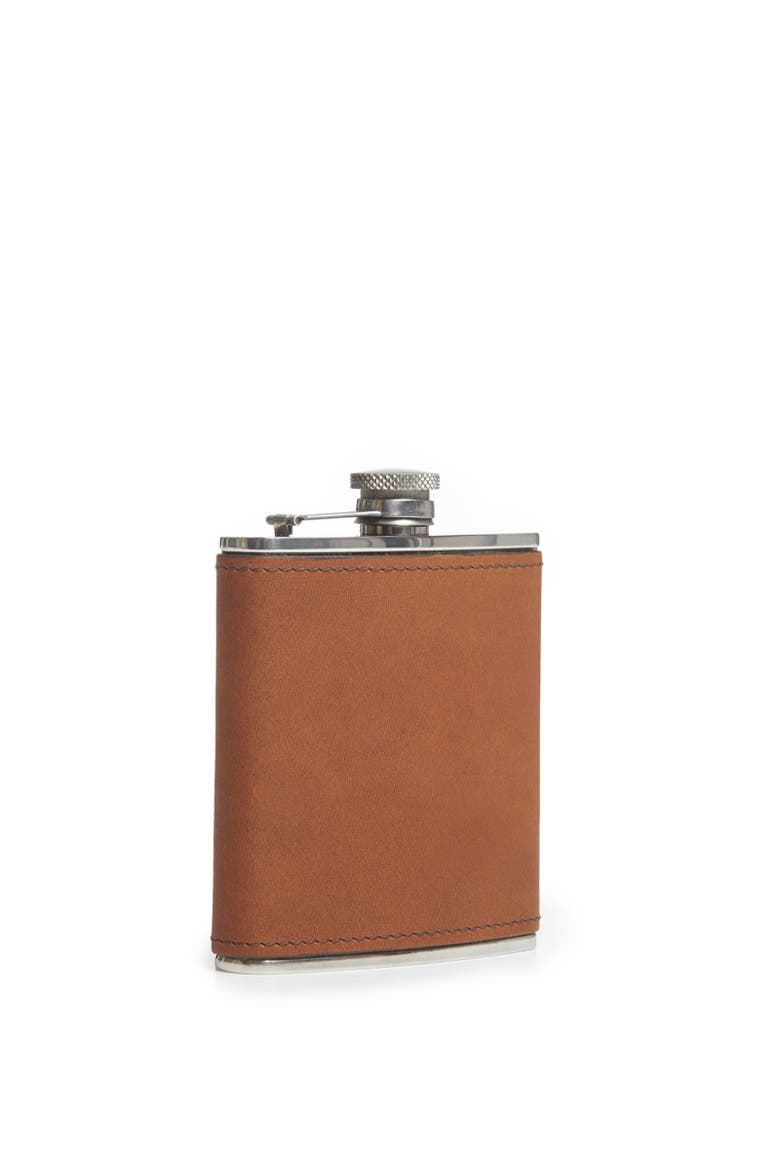 Arlo Leather-Wrapped Hip Flask, Alternate, color, Espresso