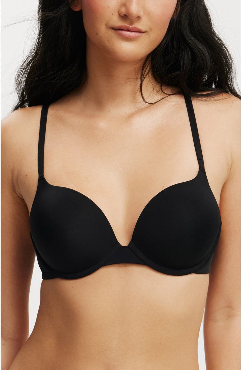 COTTON ON BODY Women's Ultimate Comfort Push Up2 T-Shirt Bra, Main, color, Black