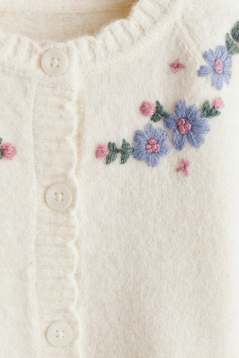 Embroidery-detail Cardigan, Alternate, color, Cream/flowers