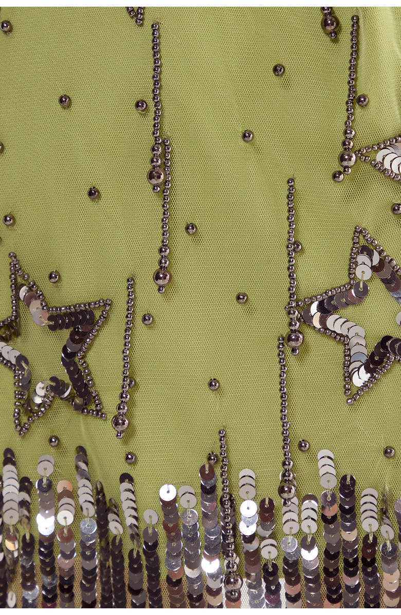 NASTY GAL Tassel One Shoulder Sequin Mini Dress, Alternate, color, Lime