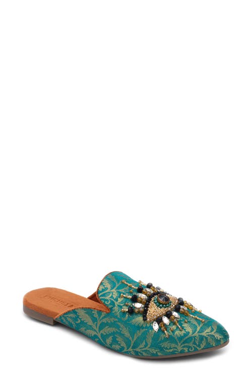 Fuchsia The Good Eye Embroidered Mule In Green