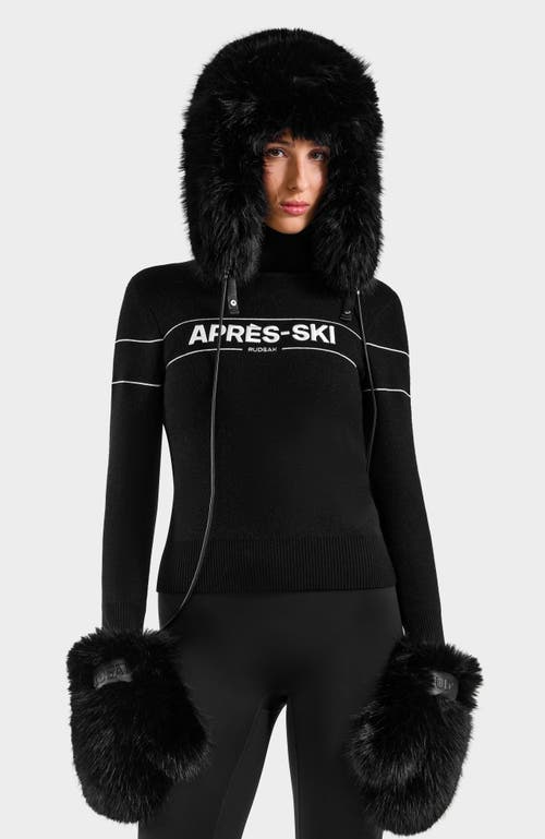 Rudsak Lira Faux Fur Aviator Hat & Mitten Set In Burgundy