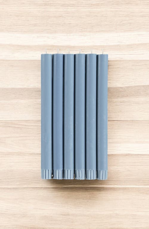 British Colour Standard Set Of 6 Blue Pompadour Candles In Blue