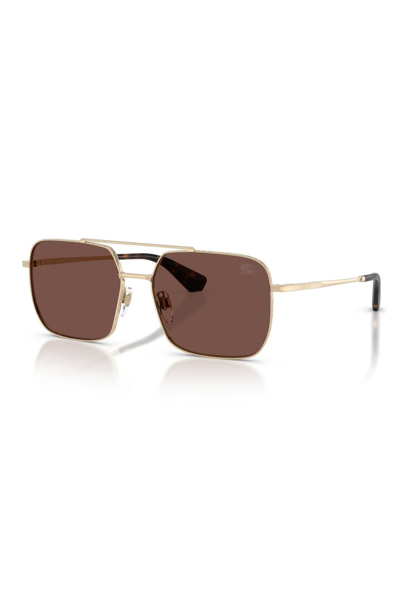 BE3179 57mm Square Aviator Sunglasses, Alternate, color, LIGHT GOLD / BLACK CHOCOLATE