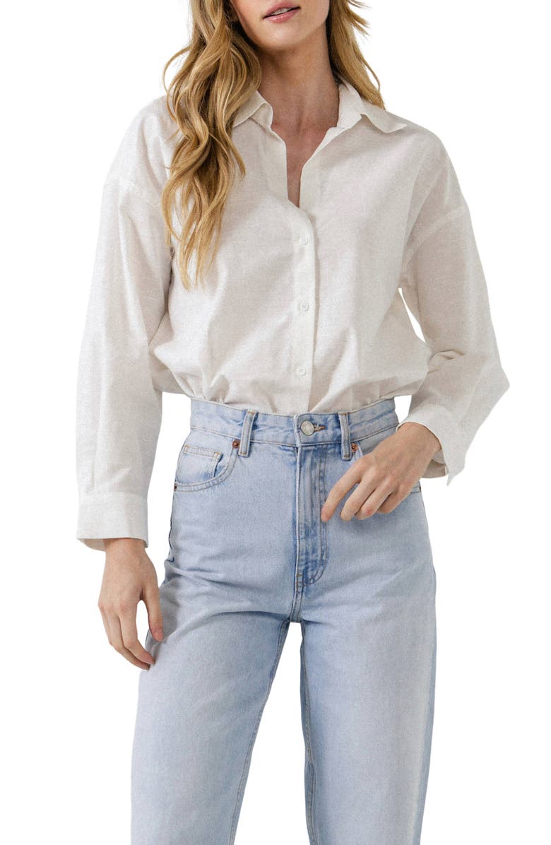 English Factory Oversize Cotton & Linen Shirt, Main, color,