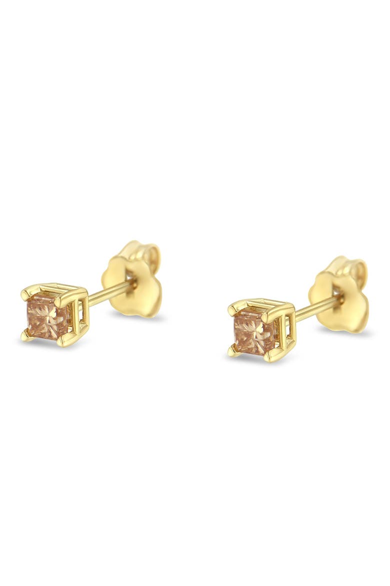 IGI Certified 3/8 Cttw Princess Diamond Solitaire Stud Earrings in 14K Yellow Gold, Alternate, color, Yellow