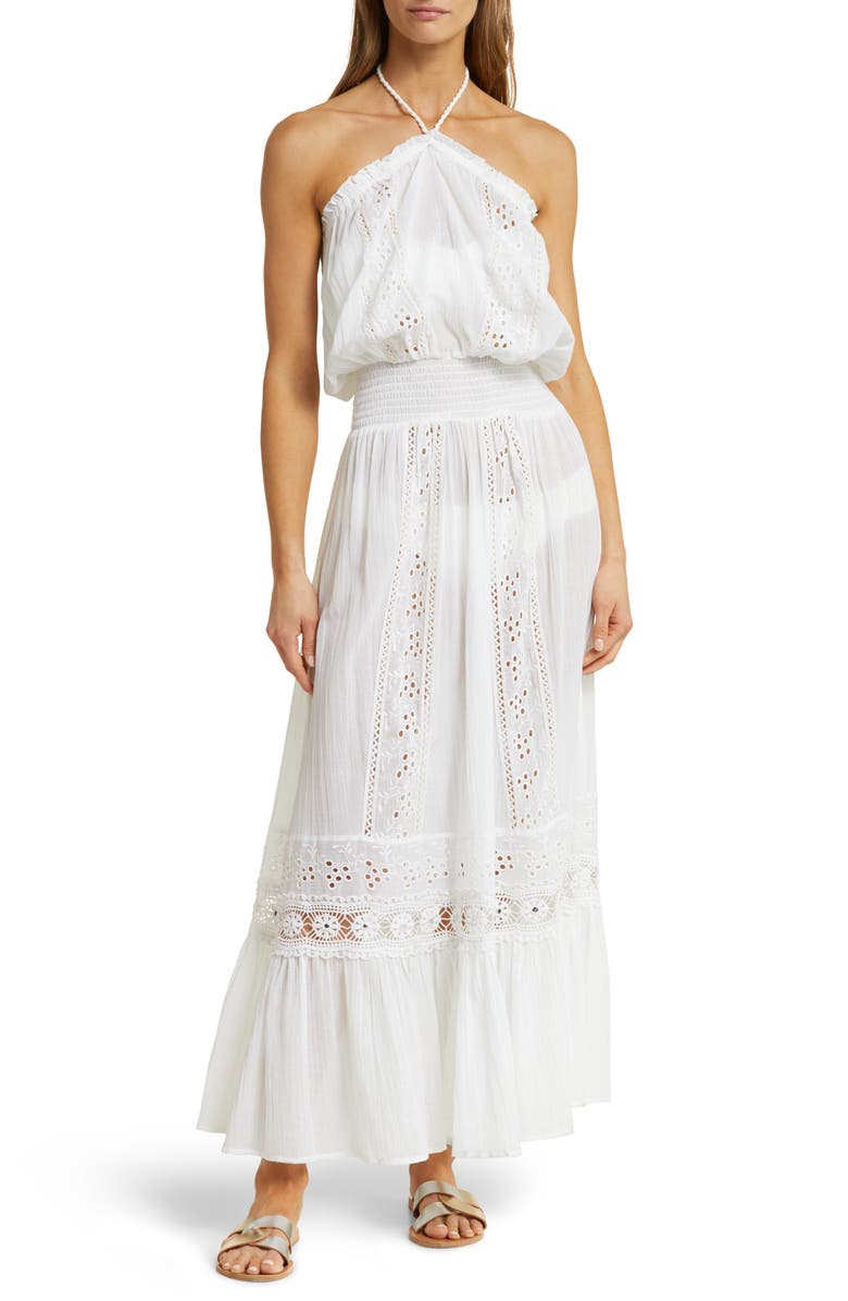 Ramy Brook Elyse Broderie Anglaise Cover-Up Dress, Main, color, 