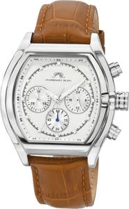PORSAMO BLEU Roman Chronograph Croc Embossed Leather Strap Watch, 42mm