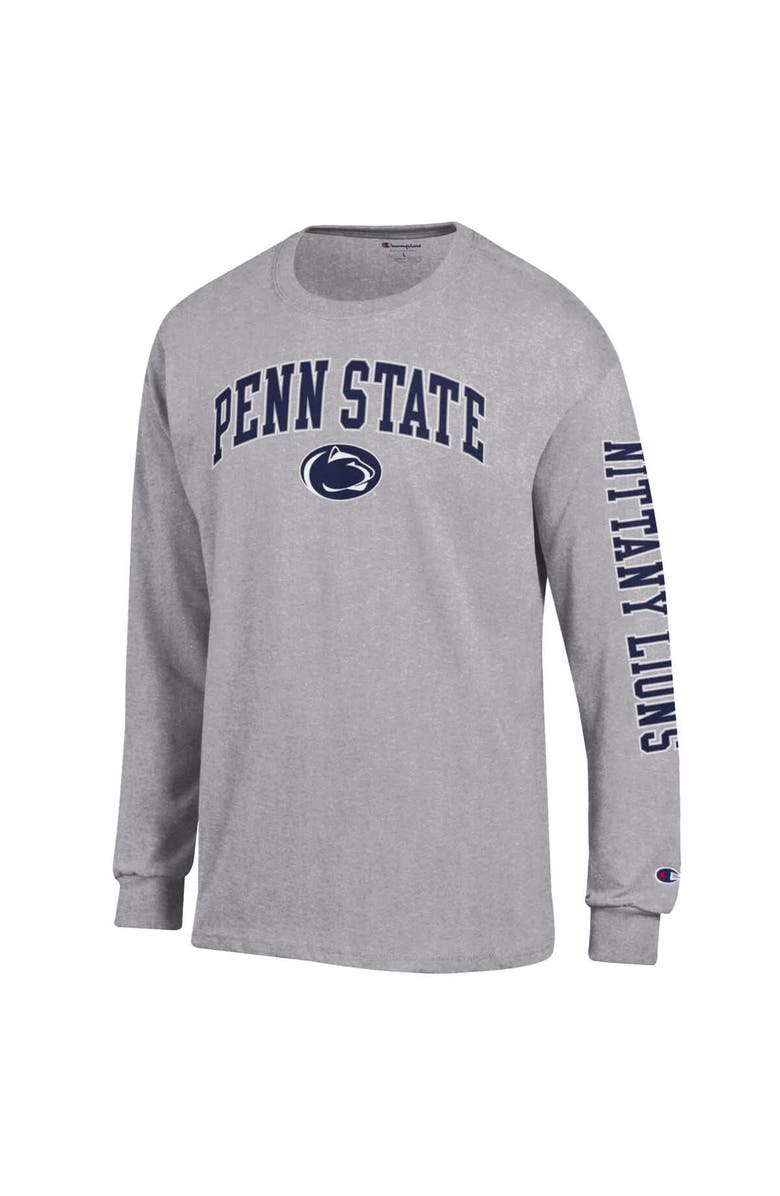 Champion Men's Champion Heather Gray Penn State Nittany Lions Arch Over Logo 2-Hit Long Sleeve T-Shirt, Alternate, color, Heather Gray