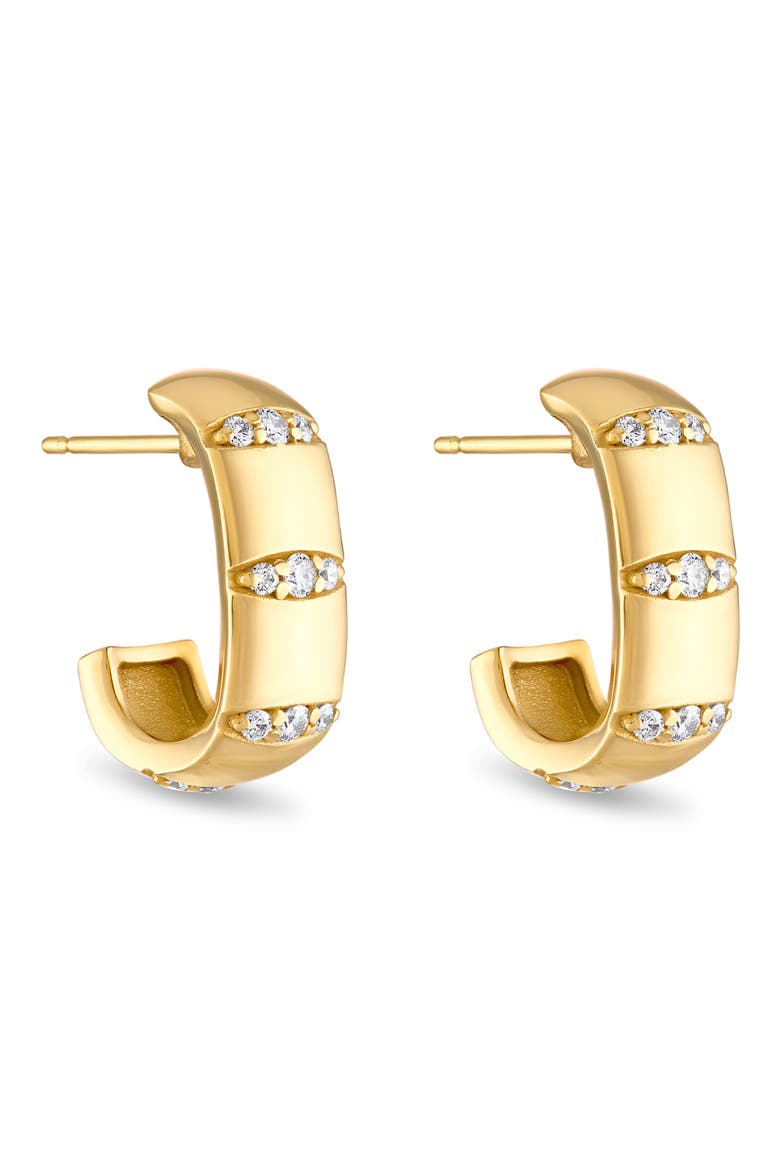 Veda Squared Diamond Hoop Earrings, Main, color, YELLOW GOLD