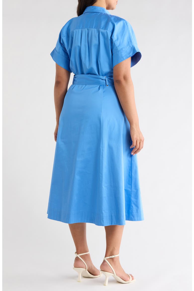Grommet Detail Belted Stretch Cotton Shirtdress, Alternate, color, SEAPORT