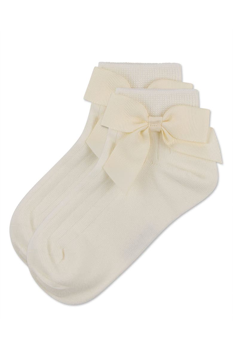 Ribbed Bow Anklet Socks, Alternate, color, Winter White