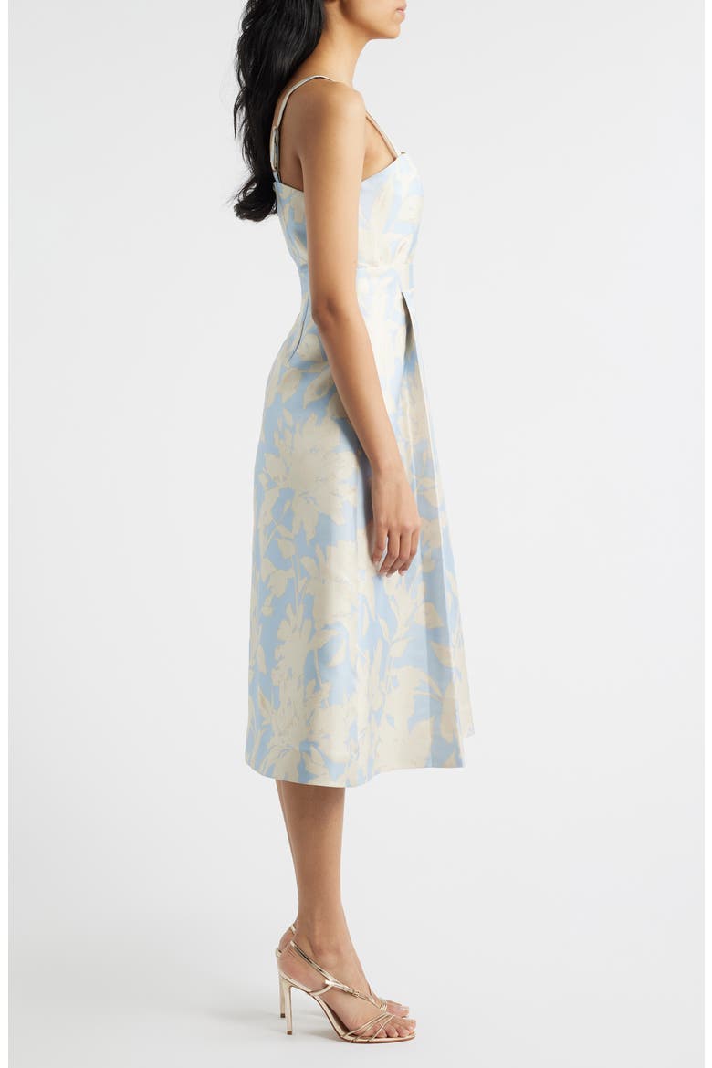 Metalllic Floral Dress, Alternate, color, AQUA DUSK