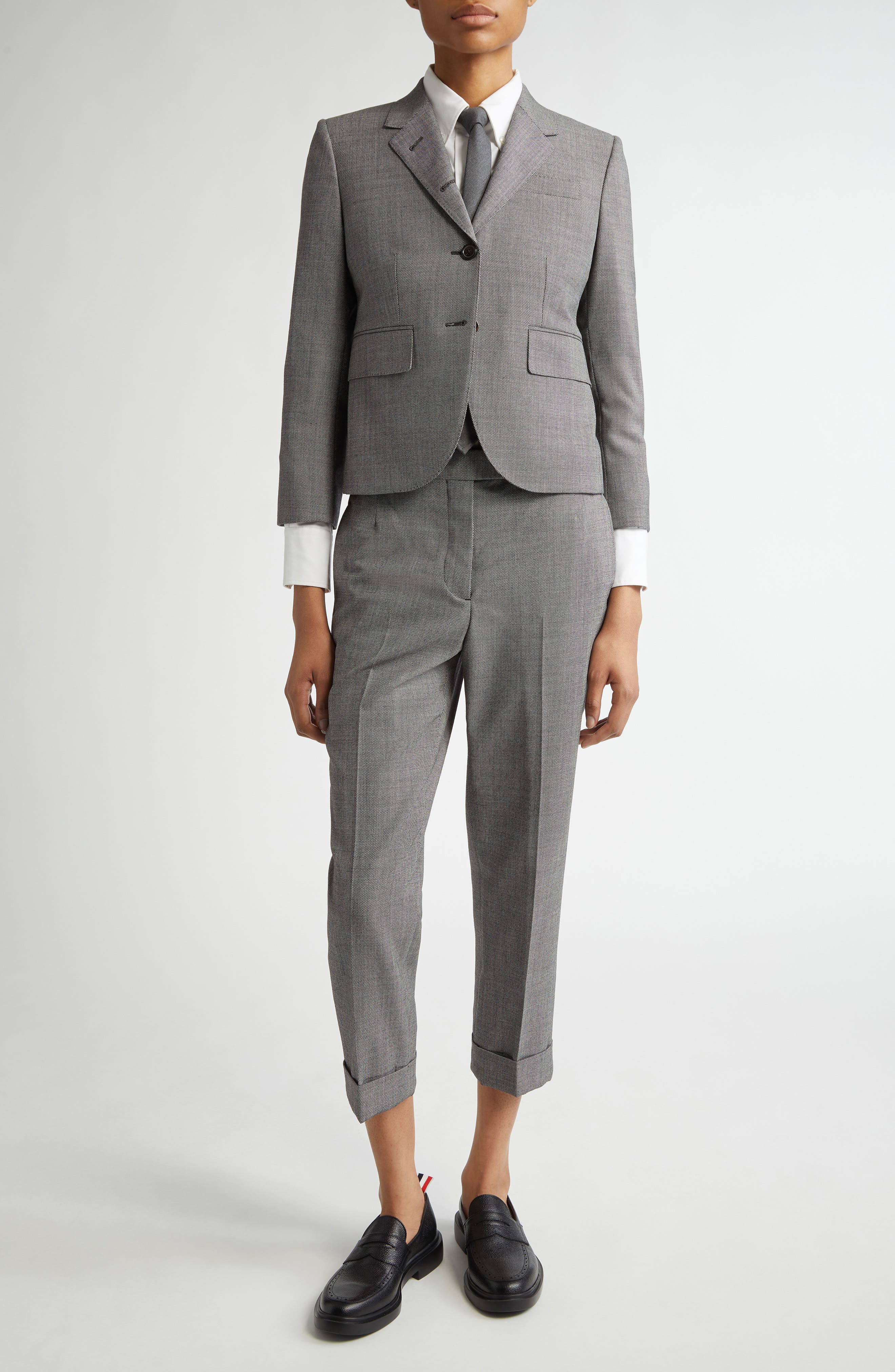 Low Rise Side Tab Slim Fit Wool Pique Pants - image 2