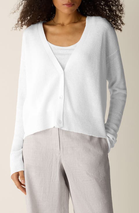 V-Neck Organic Linen & Organic Cotton Cardigan