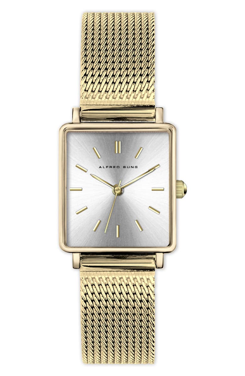 Alfred Sung Harmony Three-Hand Quartz Bracelet Watch, 22mm x 24mm, Main, color, Gold Strap Silver Dial