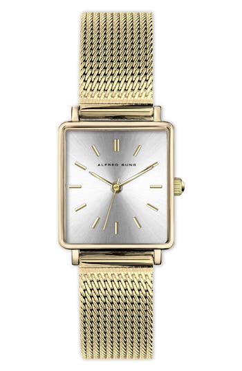 Alfred Sung Harmony Three-hand Quartz Bracelet Watch, 22mm X 24mm In Gold Strap Silver Dial