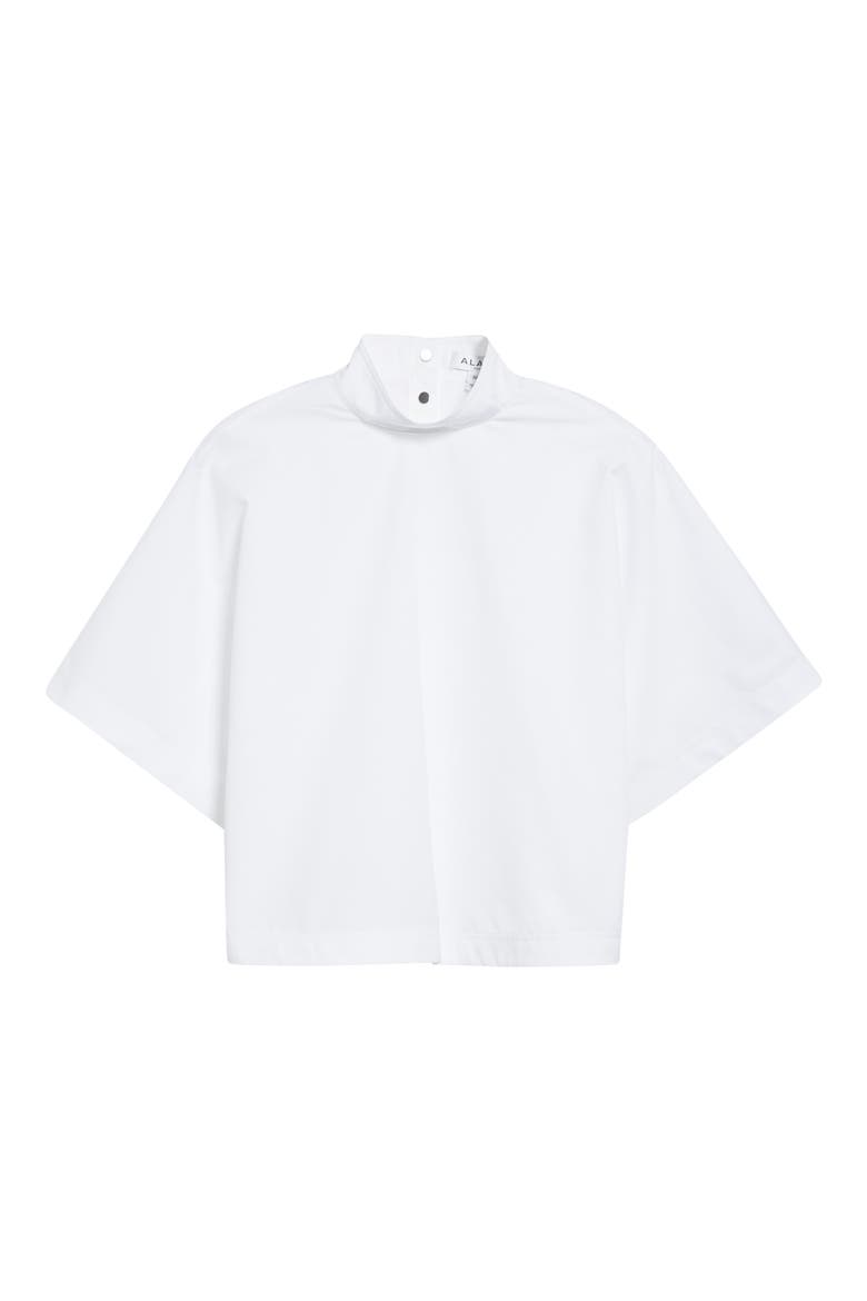 Mock Neck Poplin Crop Top, Main, color, BLANC