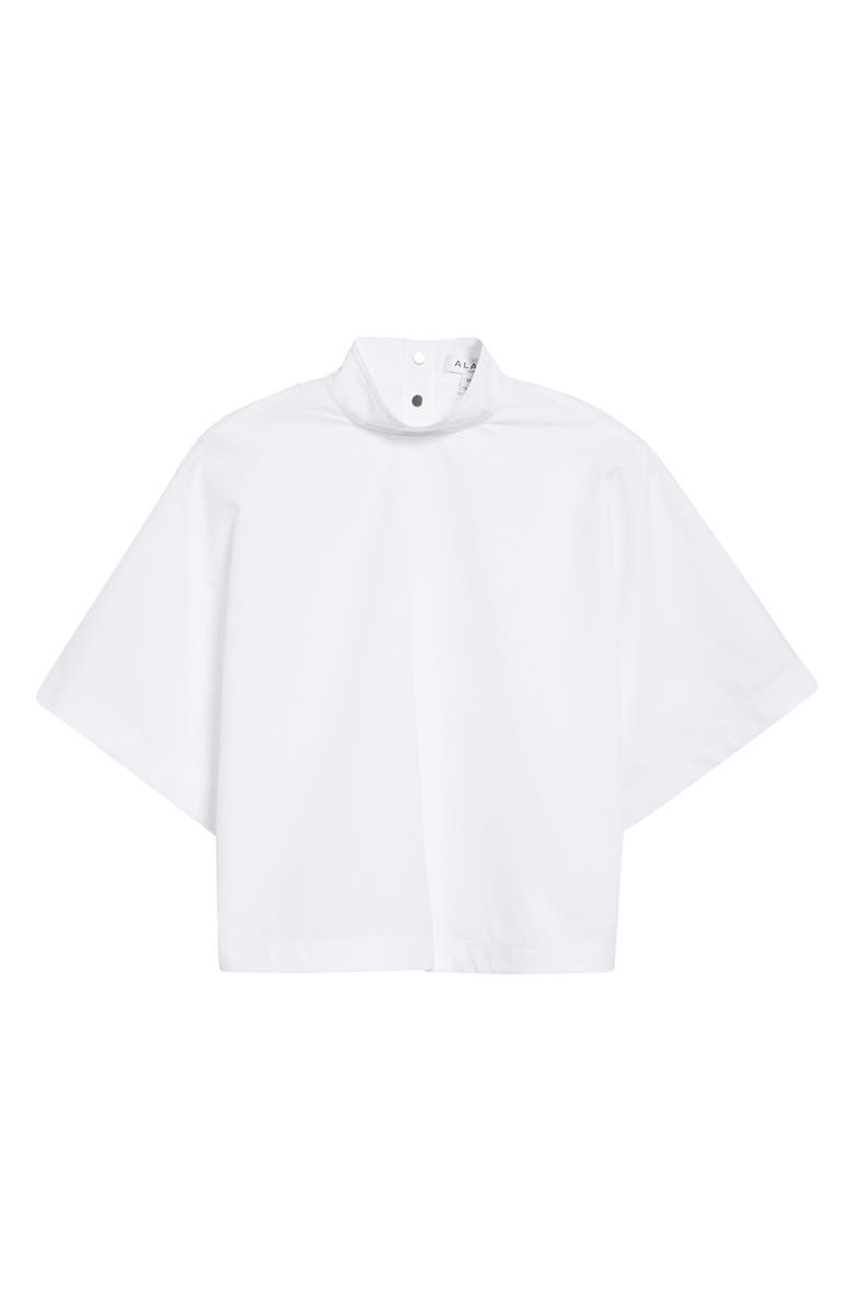 Alaïa Mock Neck Poplin Crop Top, Main, color, Blanc