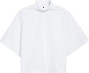 Alaïa Mock Neck Poplin Crop Top