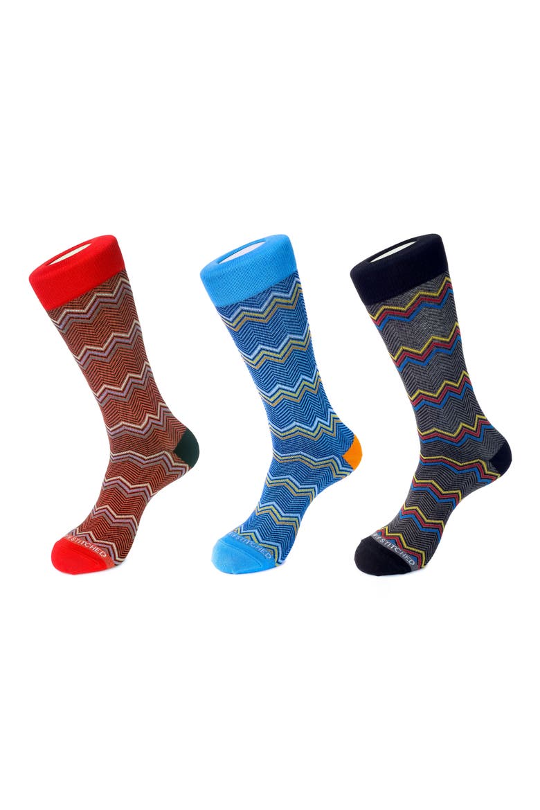 3-Pack Crew Socks, Main, color, BLUE BLACK RED