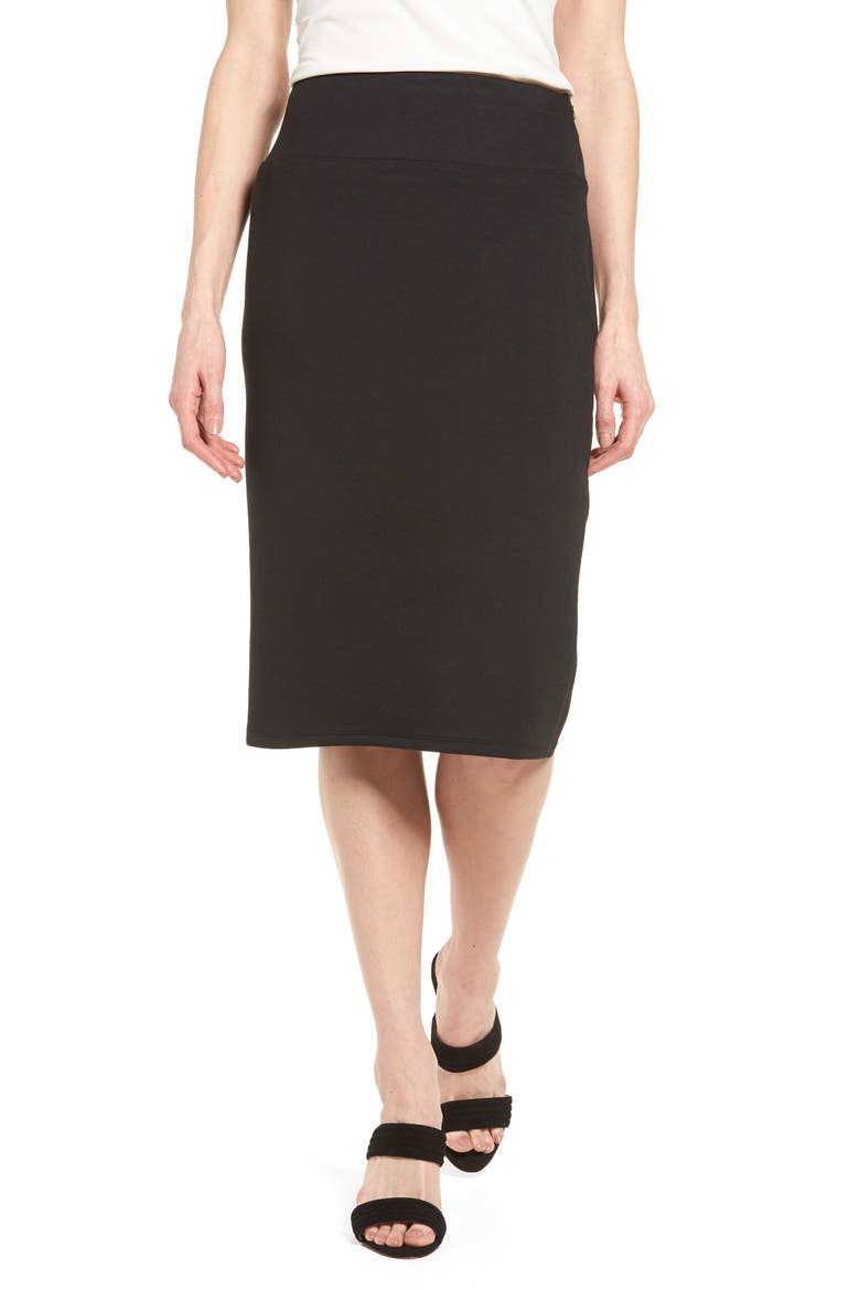Neoprene Knit Pencil Skirt, Main, color, BLACK