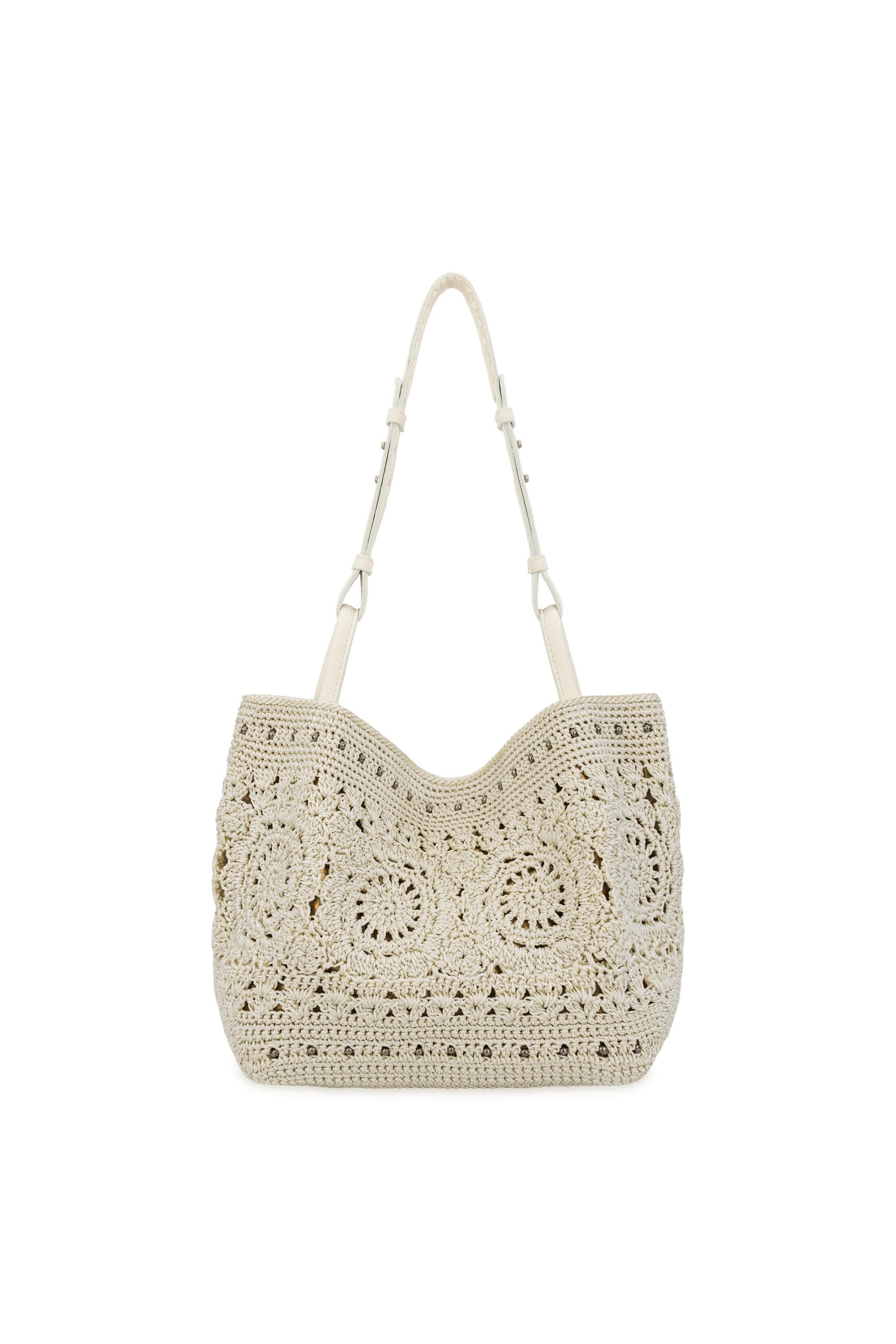 The Sak Los Feliz Medium Crochet Tote Bag, Alternate, color, Natural Medallion