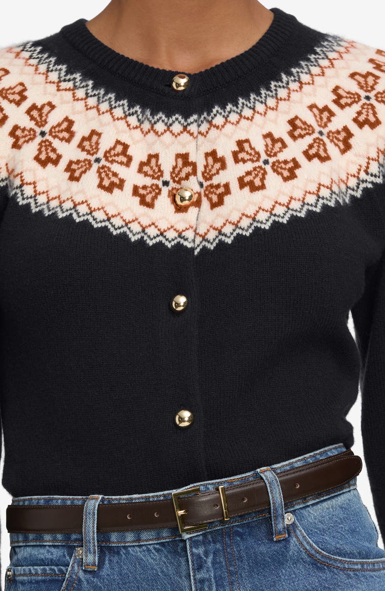 FRAME The Fair Isle Cashmere Cardigan, Alternate, color, Navy