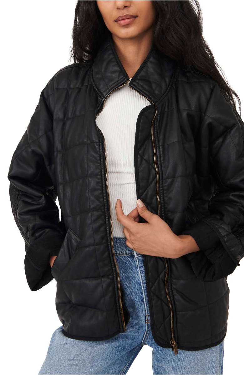 Free People Quilted Faux Leather Jacket, Main, color,