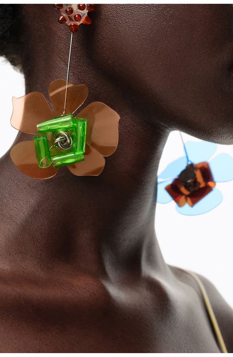 Flower Resin Statement Earrings
