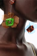 Bimba y Lola Flower Resin Statement Earrings