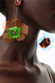 Bimba y Lola Flower Resin Statement Earrings