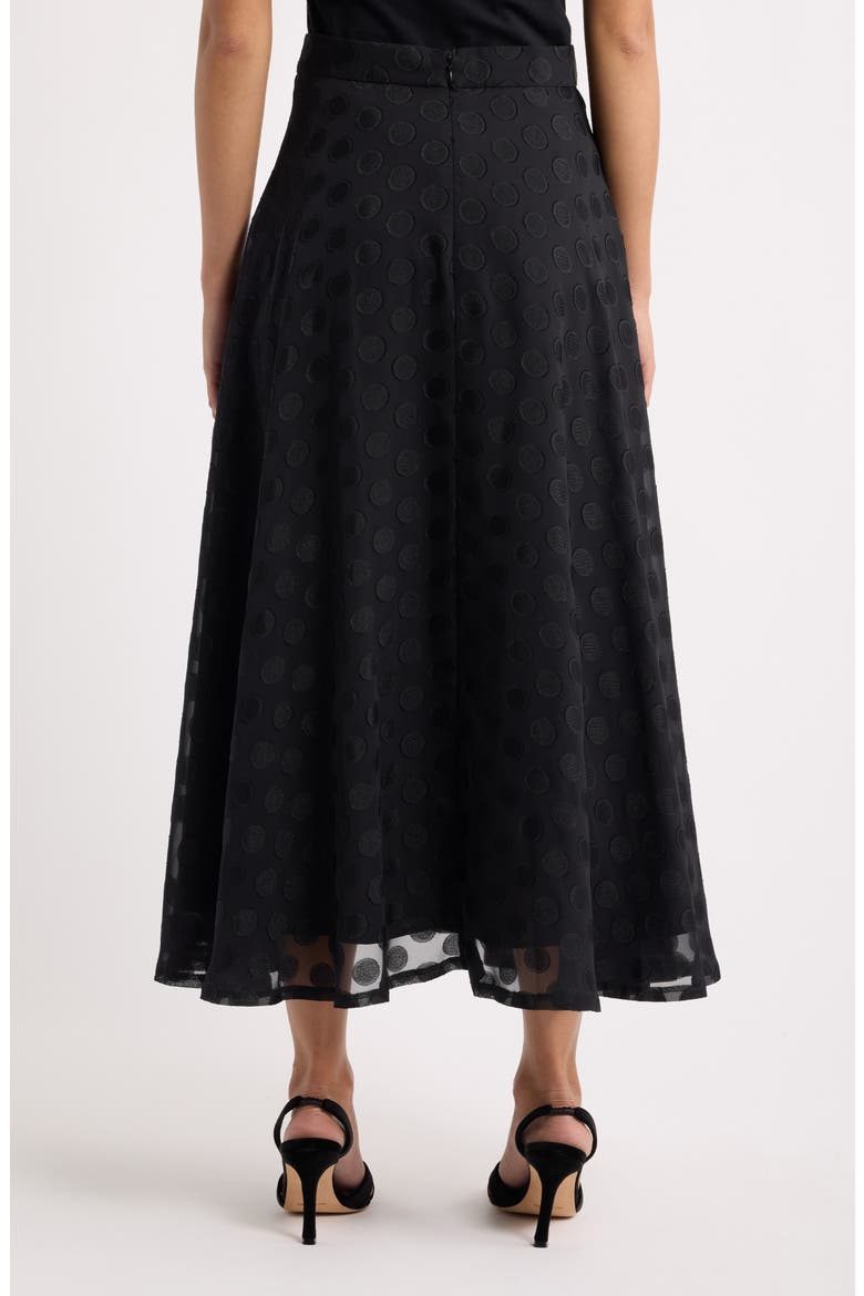 Polka Dot Jacquard Mesh Midi Skirt, Alternate, color, ANNE BLACK