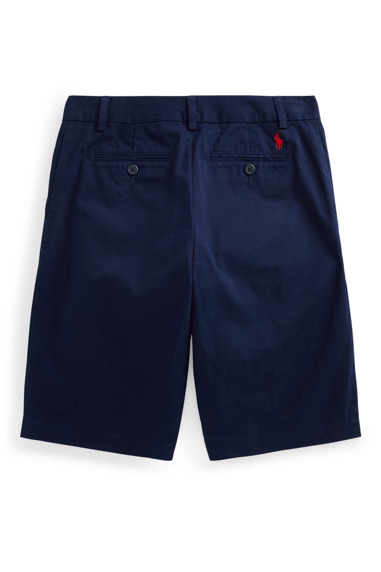 Kids' Flat Front Stretch Cotton Twill Chino Shorts, Alternate, color, NAVY