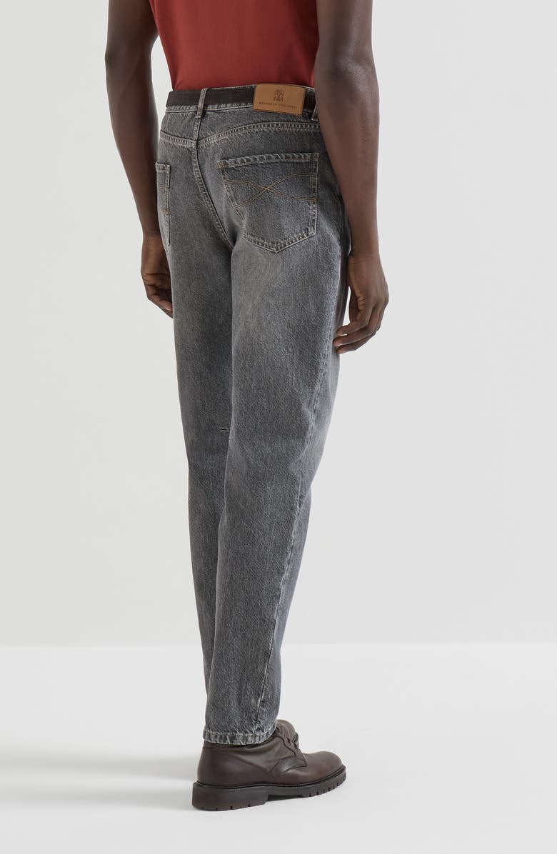 Brunello Cucinelli Greyscale denim leisure fit five-pocket trousers, Alternate, color, Medium Grey