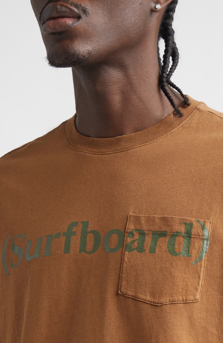 STOCKHOLM SURFBOARD CLUB Sufboard Logo Organic Cotton Pocket Graphic T-Shirt, Alternate, color, Fondue
