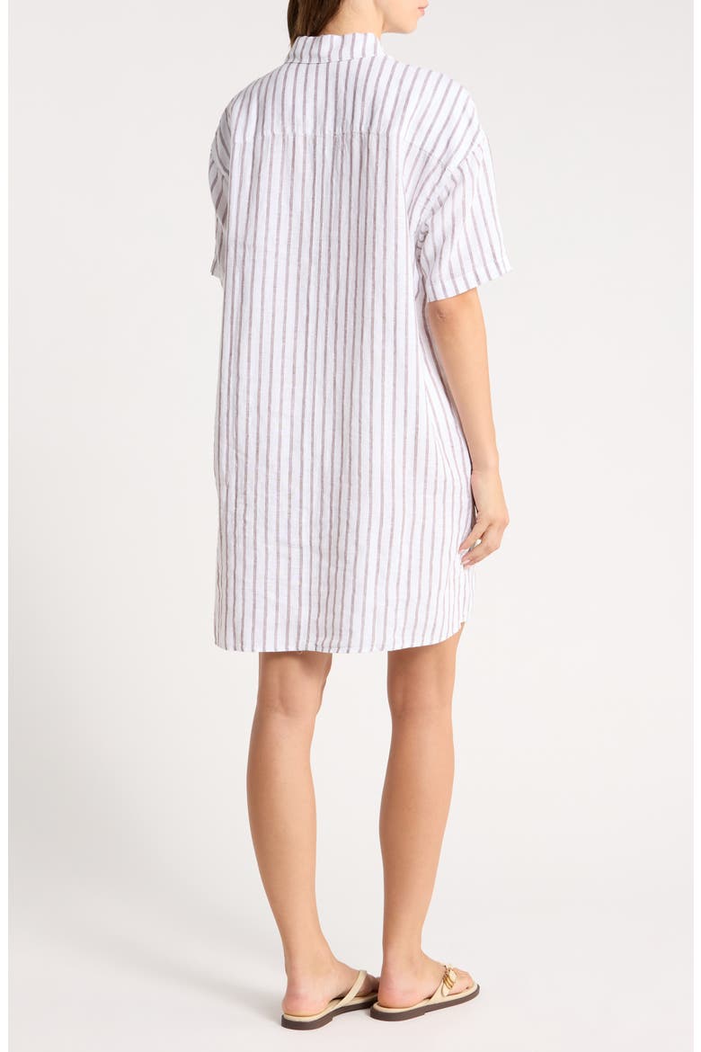 Getaway Stripe Linen Minidress Cover-Up, Alternate, color, CLASSIC STRIPE STORMY COCONUT