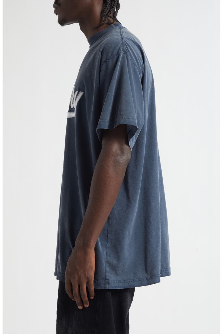 Medium Fit Luxury Cotton T-Shirt, Alternate, color, 8593 WASHED NAVY/ WHITE