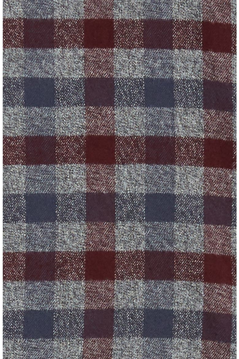 Trim Fit Plaid Flannel Button-Up Shirt, Alternate, color, GREY JASPE BURGUNDY CHECK