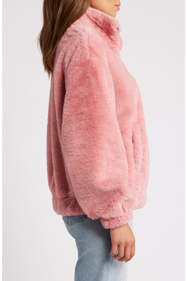 Faux Fur Jacket, Alternate, color, PINK CEDAR