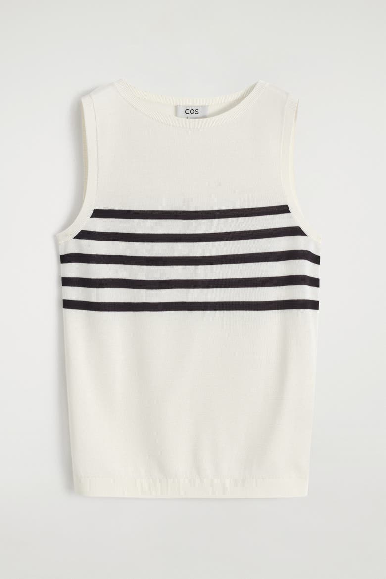 Striped Knitted Tank Top, Alternate, color, WHITE / BLACK / STRIPED