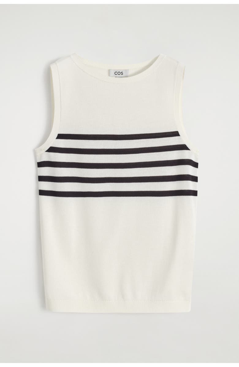 COS Striped Knitted Tank Top, Alternate, color, White / Black / Striped