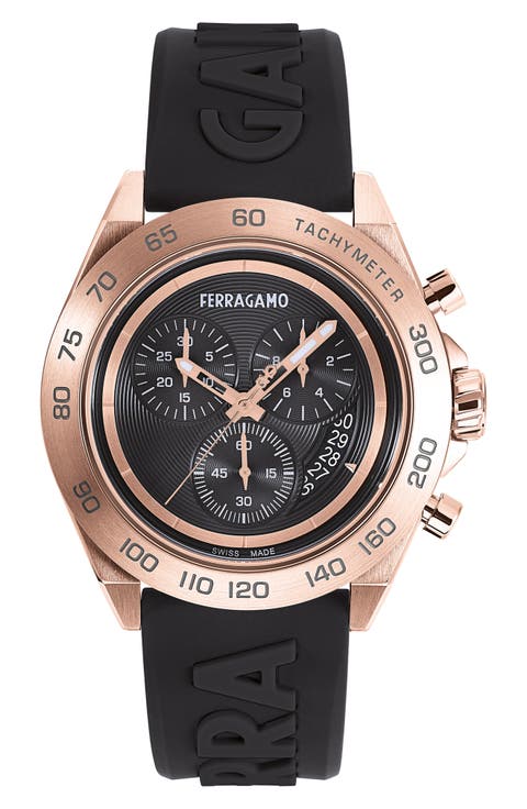 Chronograph Silicone Strap Watch, 43mm