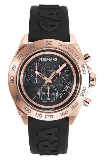 FERRAGAMO Chronograph Silicone Strap Watch, 43mm