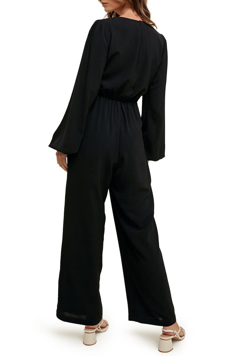 WISHLIST Long Sleeve Faux Wrap Jumpsuit, Alternate, color, 